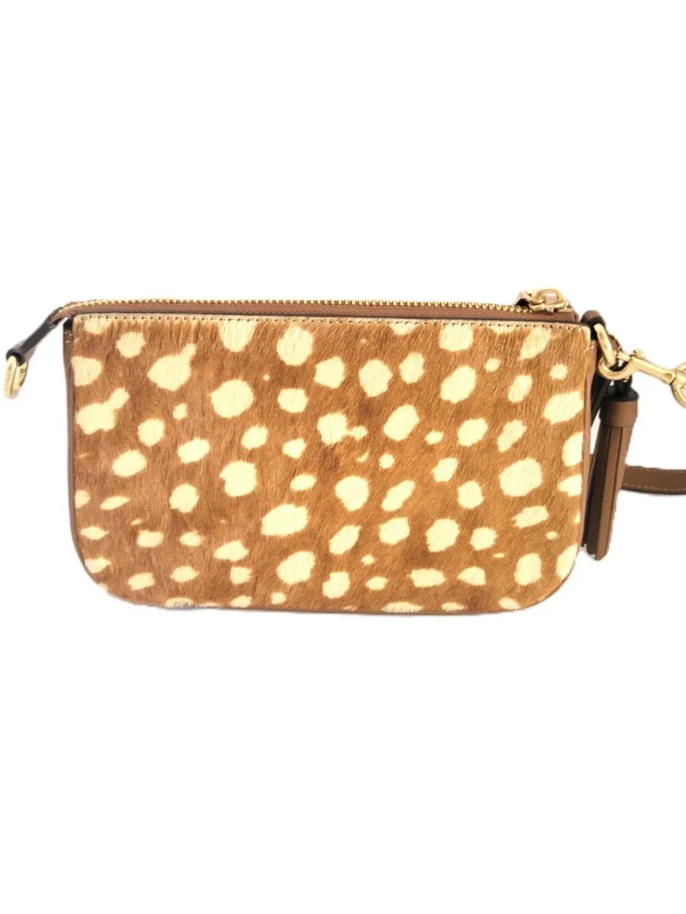 Coach CDW35 Nolita 19 Deer Print Haircalf Small Handbag Clutch Wristlet Brown